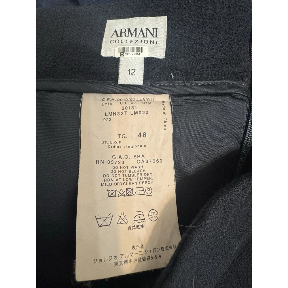 Armani Collezioni Women's Size 12 Pencil Skirt Navy Career Wool Silk Stretch - Picture 4 of 5